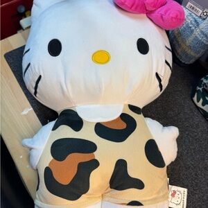 Hello Kitty Plush with Pink Bow and Camo Outfit pillow